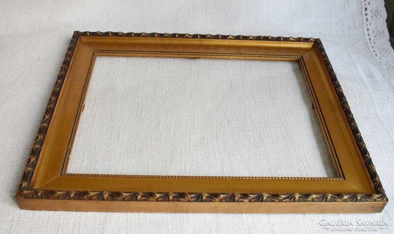 Picture frame, frame, glazed, gold color 40 x 31.5 cm, frame thickness 4.3 cm