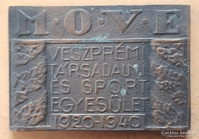 MOVE Veszprémi TSE 1920-1940. 61x42mm . Érem , plakett . (posta van)  !
