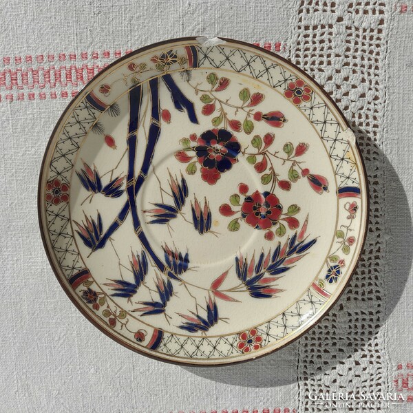 Antique Zsolnay old bamboo decorative saucer