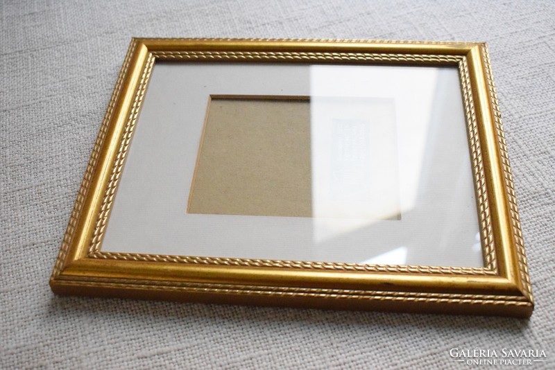 Picture frame, frame, glazed, with passe-partout, gold-plated 18.5 x 23 cm 2 cm frame thickness