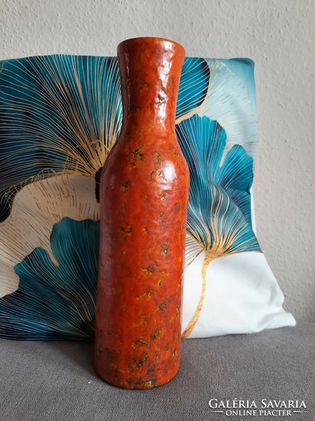 Tófej ceramic, beautiful orange glaze, 31 cm high