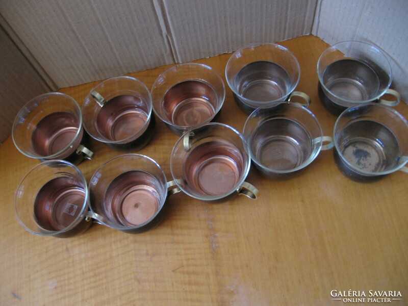Jena tea, mulled wine and coffee glasses in a copper holder 6+4