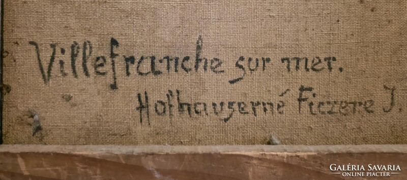 1 Ft-os aukció! 1900 körüli olajfestmény! Villefranche sur mer! Festette Hofhauserné Ficzere J.