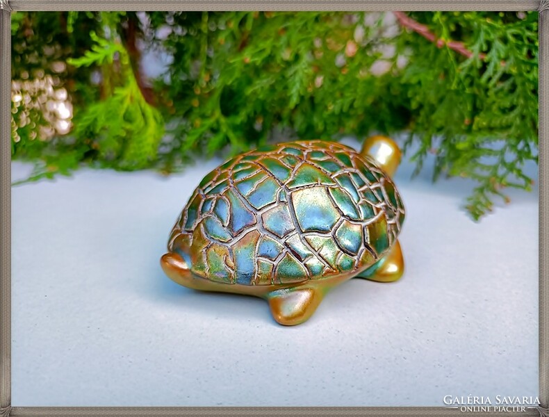 Zsolnay's rare eosin shrunk glazed tortoise