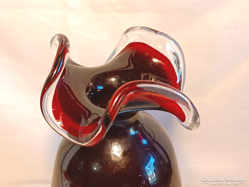 Bíbor pácolt art deco üveg váza