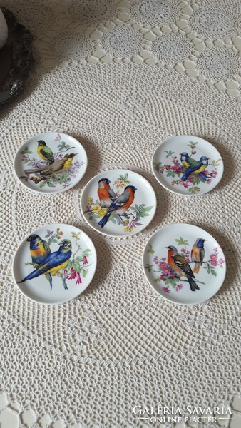 Kisméretű madárkás Royal porcelán tányérka 5 db.