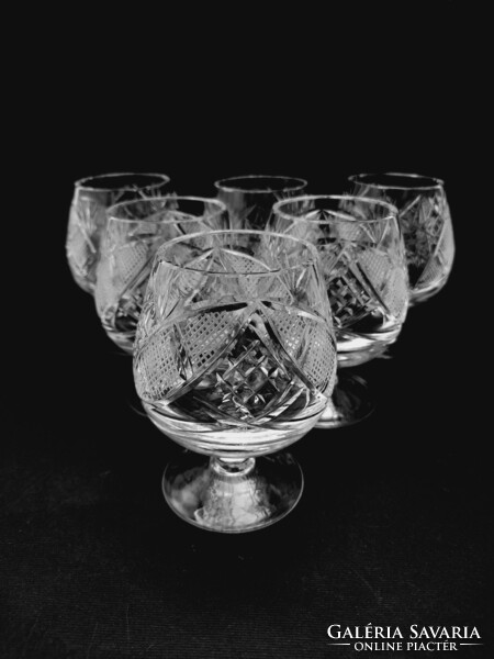 Polished crystal cognac glass set, 6 pieces in one