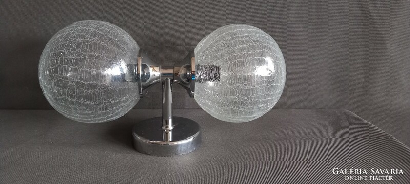 Art deco chrome wall arm lamp with negotiable veil glass shade