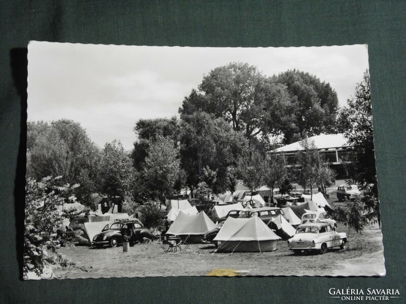 Postcard, balaton doll, camping, camping, tent, car, view