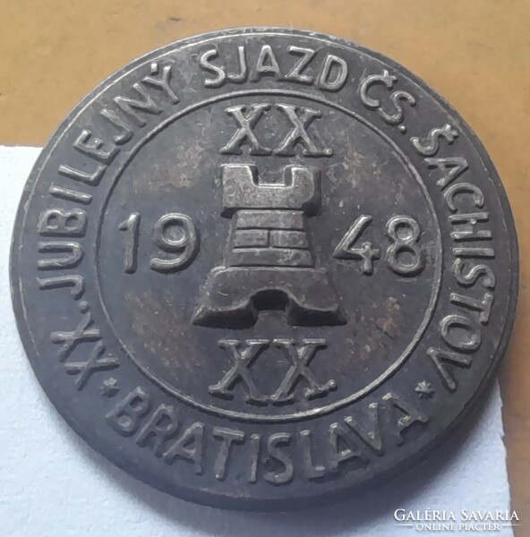 Chess Championship Bratislava 1948. 26Mm. Badge, badge. (There is a post office) !