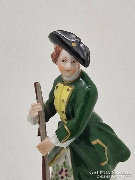 German Dresden porcelain figure hunting lady 15cm