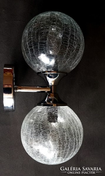 Art deco chrome wall arm lamp with negotiable veil glass shade