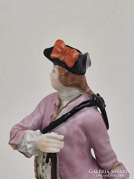 German Dresden porcelain hunter figure 16cm damaged