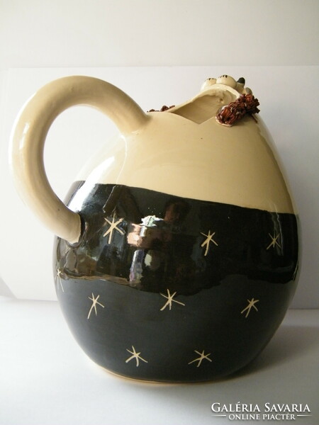 Custom-made glazed earthenware jug