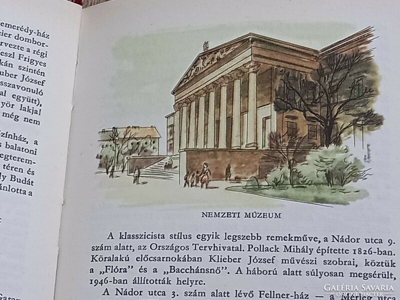 Retro Magyarország útikönyv, benne Budapest, Balaton szép midcentury illusztrációkkal (1955)