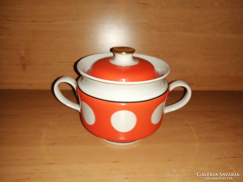 Russian porcelain polka dot sugar bowl (b)