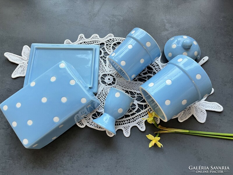 Light blue polka dot porcelain table set