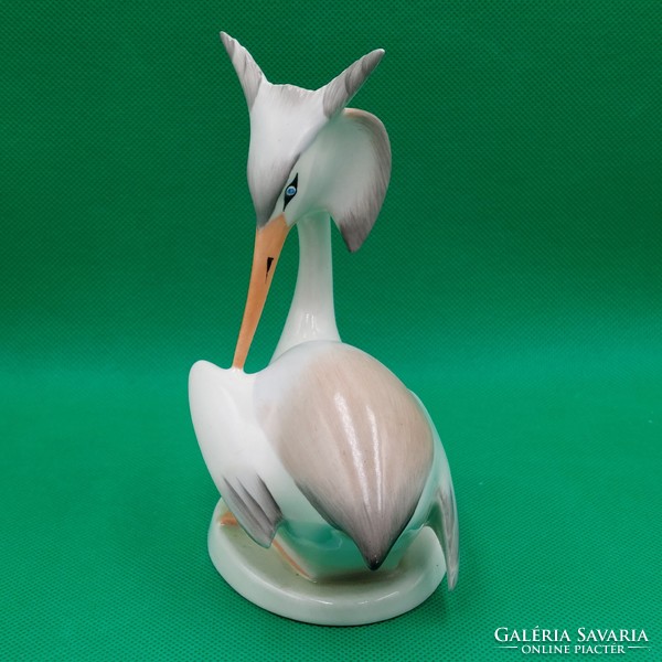 Rare collector's crested crane bird aquincum porcelain figure