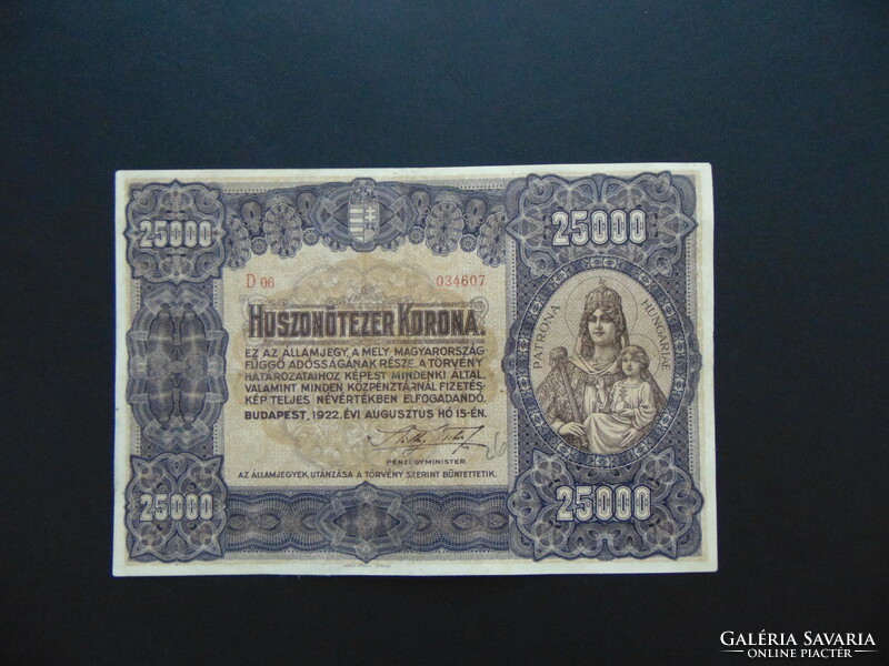 25000 korona 1922 Nagy méretű nagyon szép bankjegy !