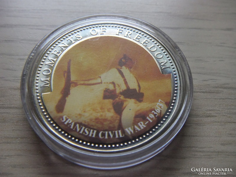 10 Dollars Spanish Civil War 1936 - 1937 in sealed capsule 2001 Liberia