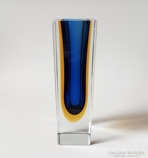 Flavio Poli modernist block vase Murano 1970's