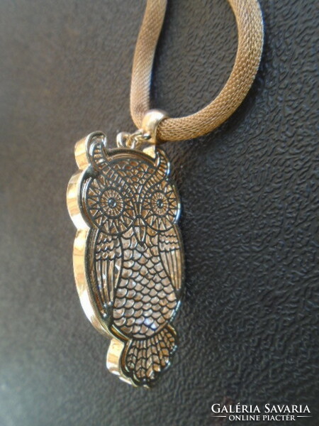 French luxury necklace with real gold-plated owl pendant with sparkling swarovski stones
