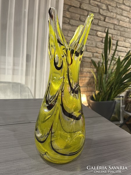 Czech glass vase with crown head