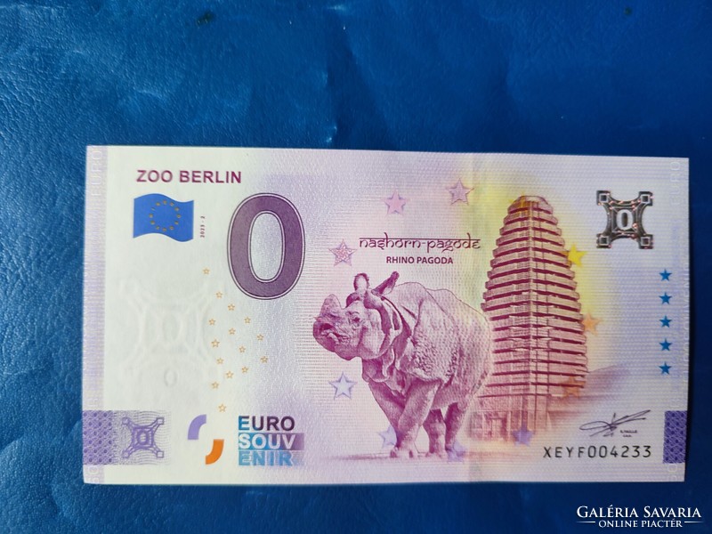 NÉMETORSZÁG 0 EURO 2023 BERLIN ZOO ORRSZARVÚ RINOCÉROSZ! RITKA EMLÉK PAPÍRPÉNZ! UNC!