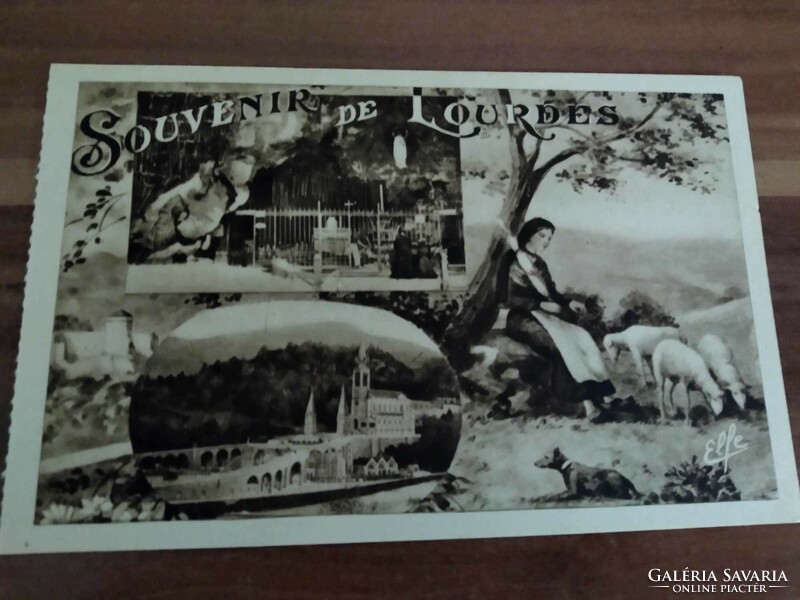 Régi vallásos francia képeslap,Lourdes, postatiszta