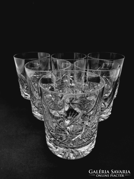 Polished crystal water or whiskey glass set, parade crystal, 6 pieces in one