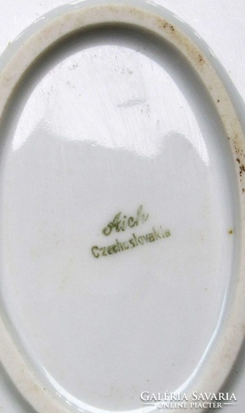 Old Czechoslovak porcelain bowl with flower pattern, marked 40 x 27.3 cm.