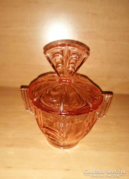 Antique coral colored glass sugar bowl (23/d)