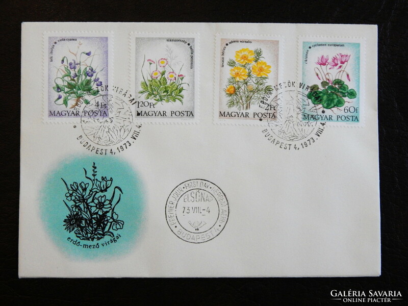 FDC: 1973. Virág (XI.) Erdő-mező virágai - bélyegsor 2 borítékra elosztva