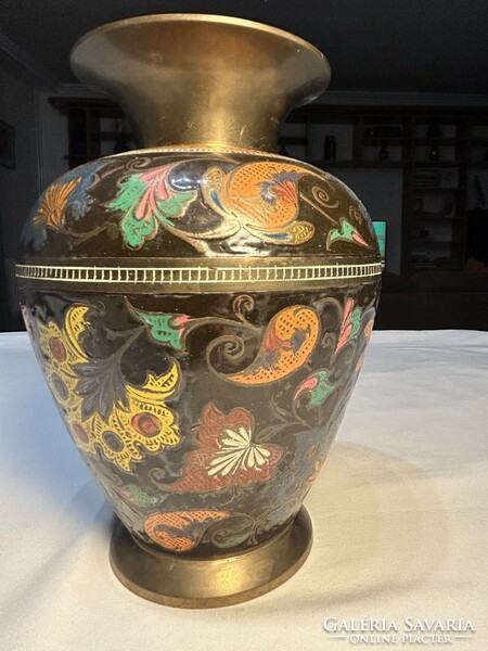 Very nice Indian painted copper vase for sale