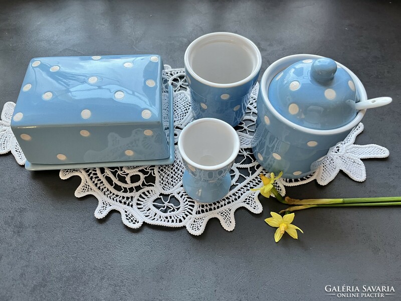 Light blue polka dot porcelain table set