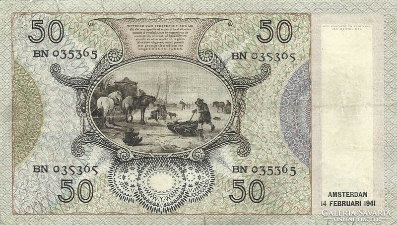 50 gulden 1941 Hollandia Ritka