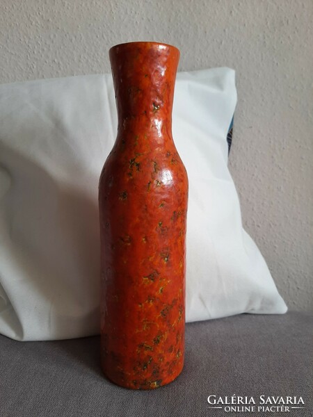 Tófej ceramic, beautiful orange glaze, 31 cm high