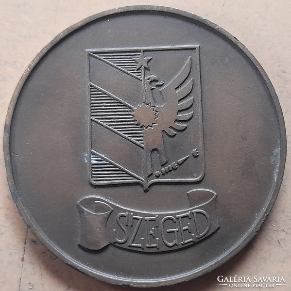 Szeged. Medal, plaque. 60 mm. (There is a post office) !