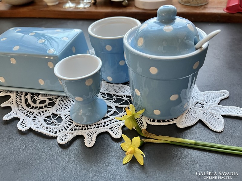 Light blue polka dot porcelain table set