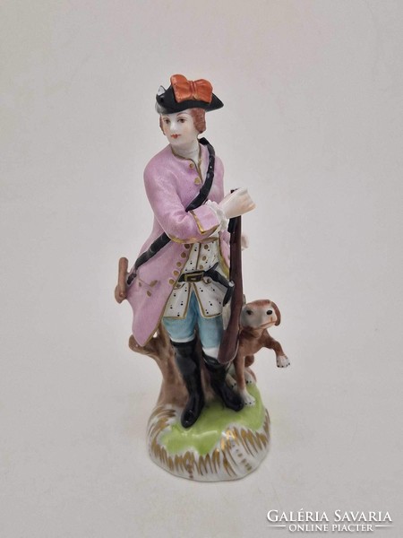 German Dresden porcelain hunter figure 16cm damaged