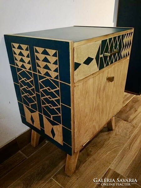 Retro renovated bedside table, small chest of drawers