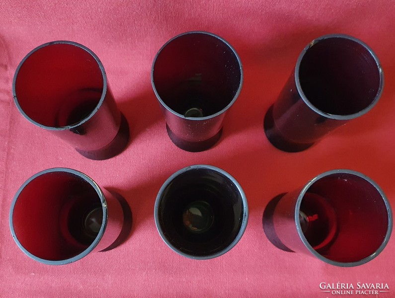 Retro vintage bordó üveg pohárkészlet pohárszett pohár