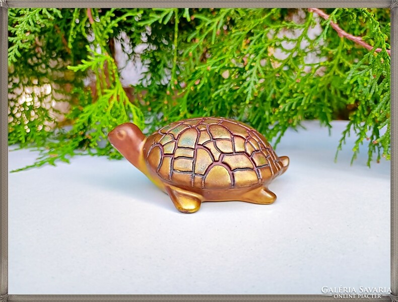 Zsolnay ritka gyűjtői eozin zsugor mázas teknős teknősbéka