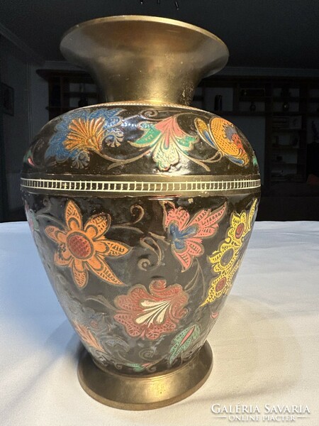 Very nice Indian painted copper vase for sale