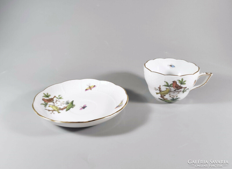 Herendi, Rothschild pattern coffee cup and saucer, hand-painted porcelain, flawless! (Bt003)