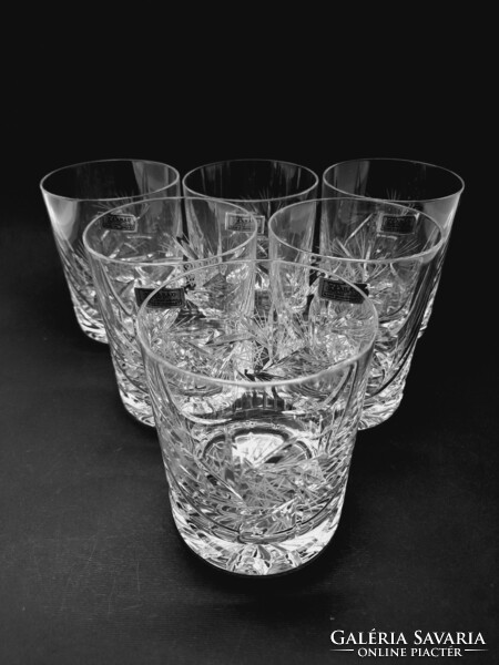 Polished crystal water or whiskey glass set, parade crystal, 6 pieces in one