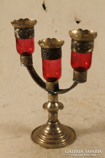 Candle holder with silver-plated glass insert 231