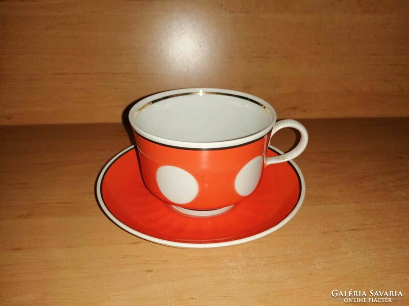 Russian porcelain polka dot tea cup with bottom (26/d)