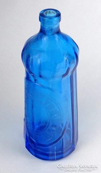 1P783 Antik Grünblatt - Ruttka gyűjtői kék szódásüveg 23.5 cm