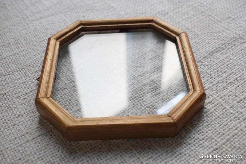 Picture frame, frame, glazed, gold color 11.5 x 11.5 cm, 1 cm frame thickness